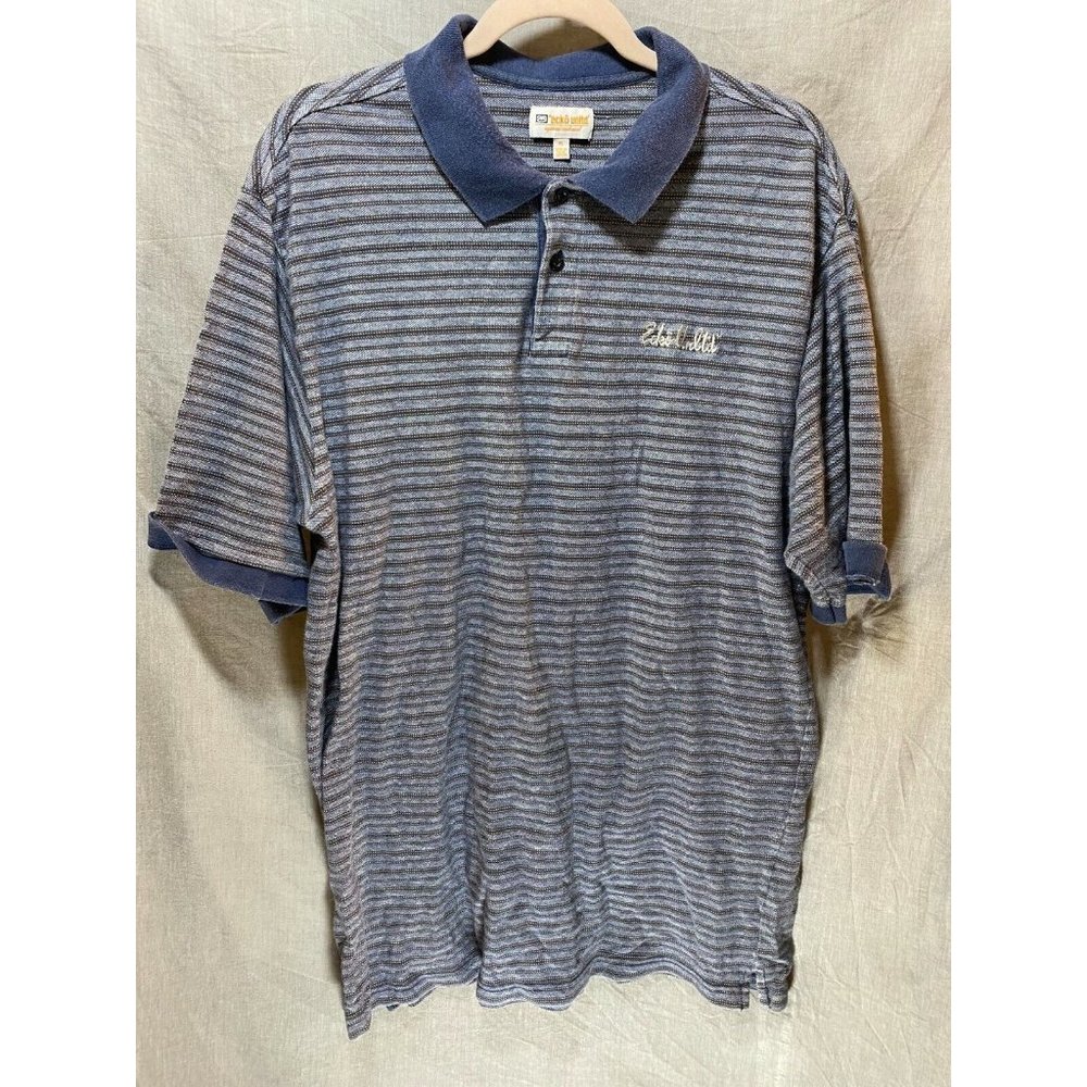 Ecko Unltd. Polo Shirt Adult 2XL Blue Yellow‎ Striped Button Golfer Rugby Mens